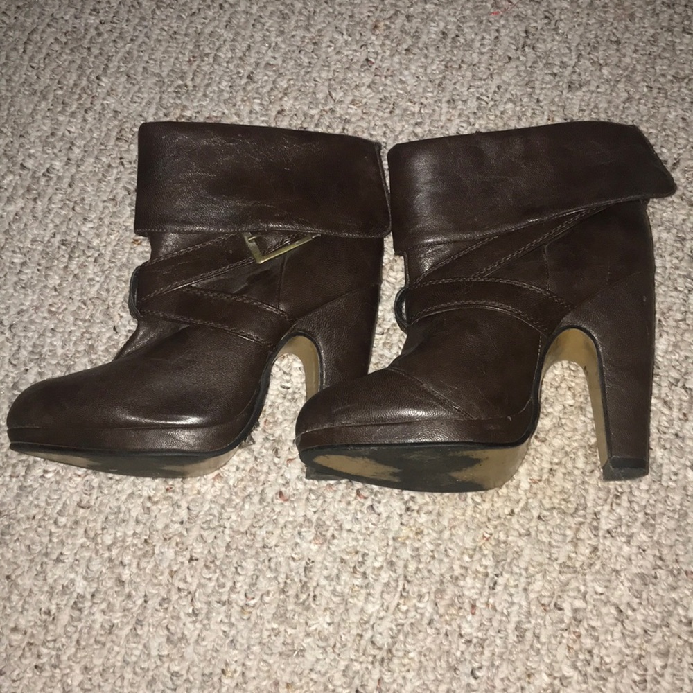 Brown leather ankle boots